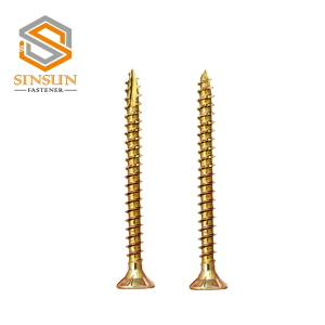 C1022 Saw Tri-Claw Thread Galvanised Yellow Zinc Plated Countersunk Head Chipboard Screw with Ribs