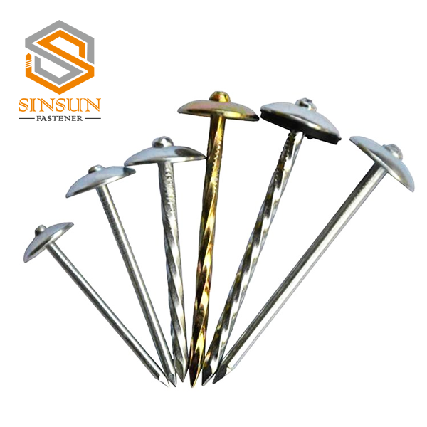 Screw Umbrella head roofing nails with rubber washer