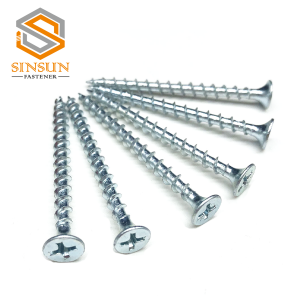 Drywall screws with coarse threading and zinc plating