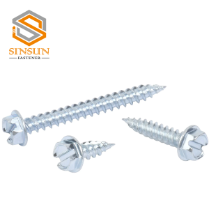 Zinc Palted Slotted hex washer head self tapping/Drilling  screw