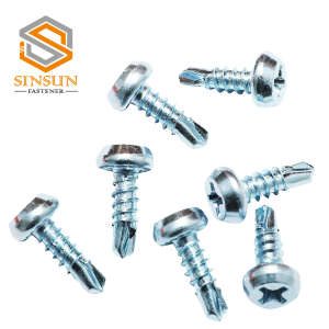SELF DRILLING SCREW WITH PAN HEAD, BRIGHT ZINC PLATED