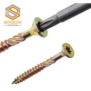 Yellow Zinc Plated Chipboard Screws Torx head with Cutting Point