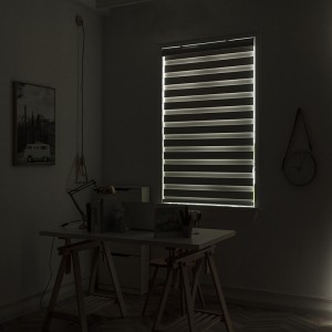 Customized Blackout Electric Double-Layer Zebra Blinds Waterproof Polyester Fabric Free Dimming Roller Blinds