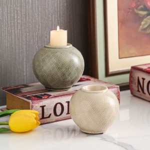 Natural Glossy Grid Effect Indoor Ceramic Ornaments Set