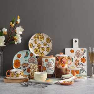 American Style Dinnerware and Kitchenware and Coffee/ Tea Set with Sunflower Design Handpainting Color