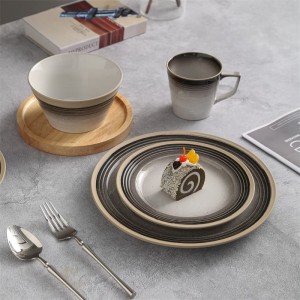Vintage Porcelain Grey Tableware 15pcs