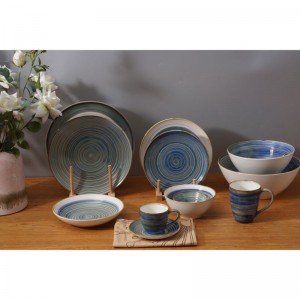 Eye-catching Hand-painted Ink Blue Porcelain Tableware Set