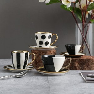 Luxury Modern Hand Painting Color Glaze Tableware with Electroplate Gold Decoration