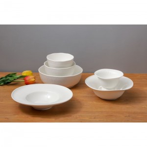 All-white Durable Porcelain Tableware Set for Home or Hotel Use