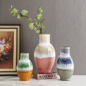 Modern Style Home Decoration Ceramic, Colored Glaze Garden Decorative Vase Stone Ware Vase