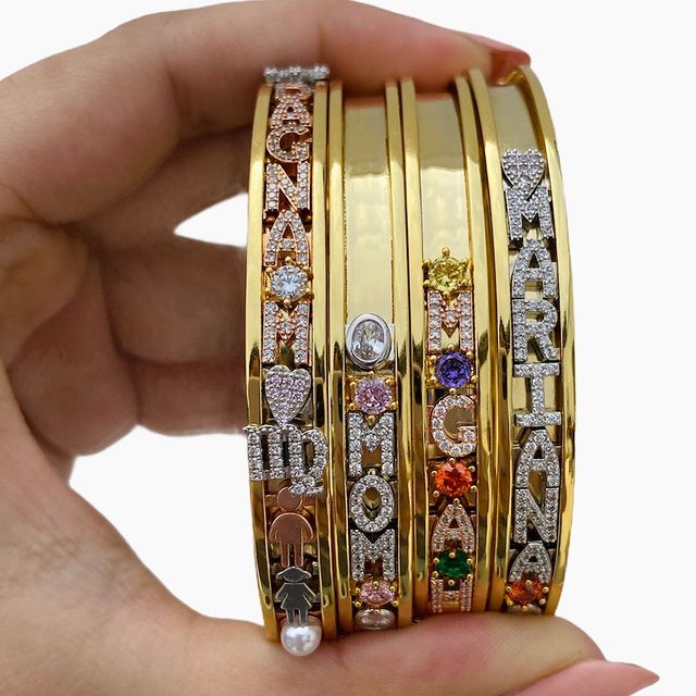 Discount Unique Bridal Jewelry Manufacturer –  Changeable Letters Slidder Charm Bracelet Bangle  – Shangjie Jewelry