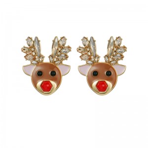 Wholesale Bridal Jewelry Designers Supplier –  Christmas Enamel Gift Elk Earrings  – Shangjie Jewelry