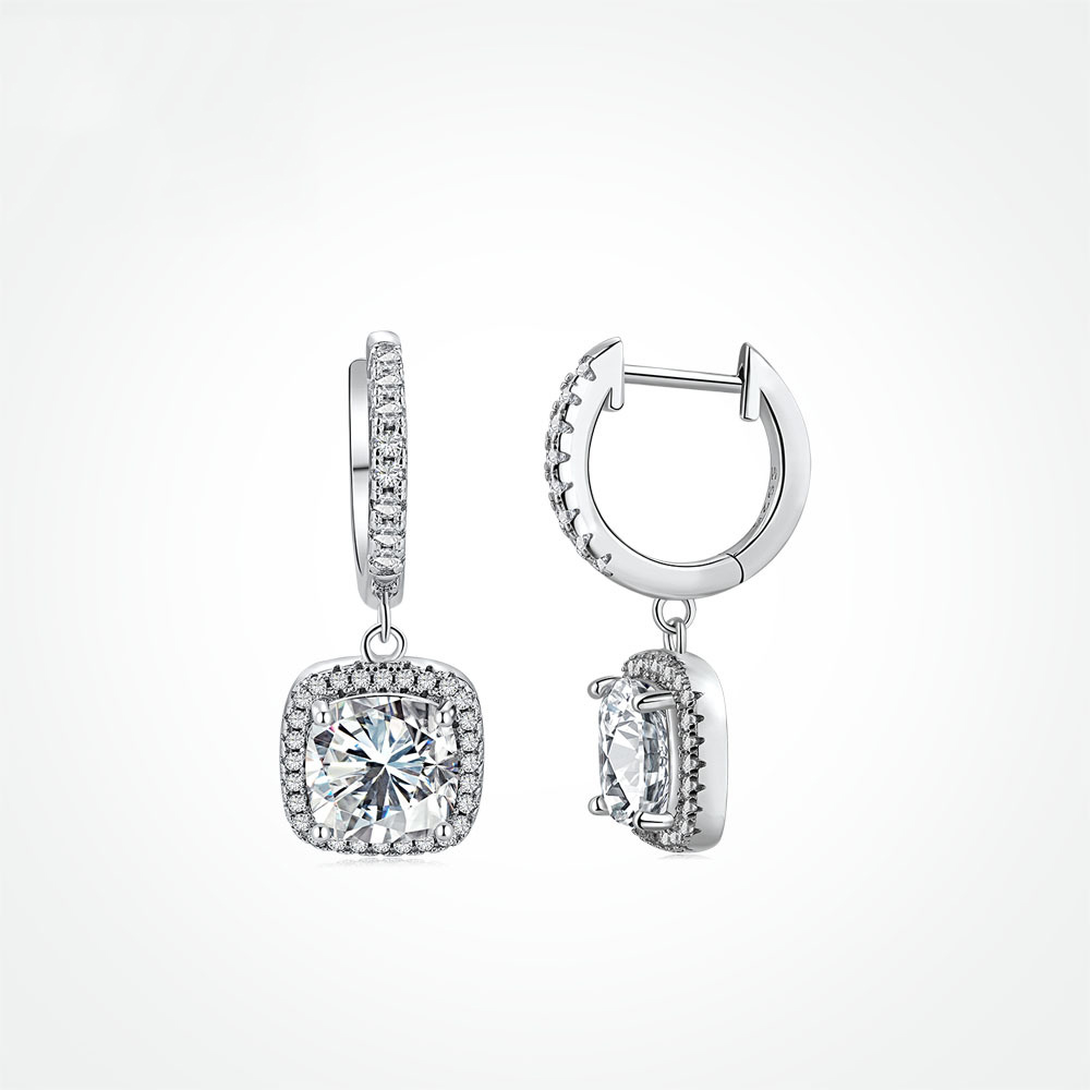 White Gold Diamond Earrings Designer Bridal Hoop