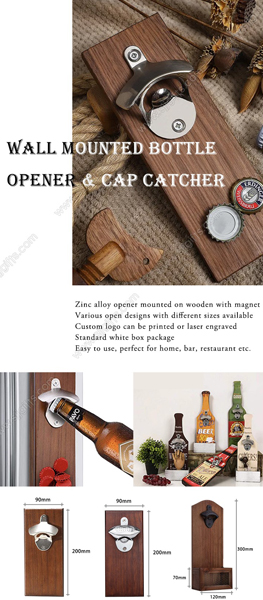 Wall Mounted Bottle Opener & Cap Catcher