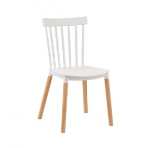 Nordic New Design Windsor Stackable Chair PP Plastic Dining Chairs With Wooden Legs