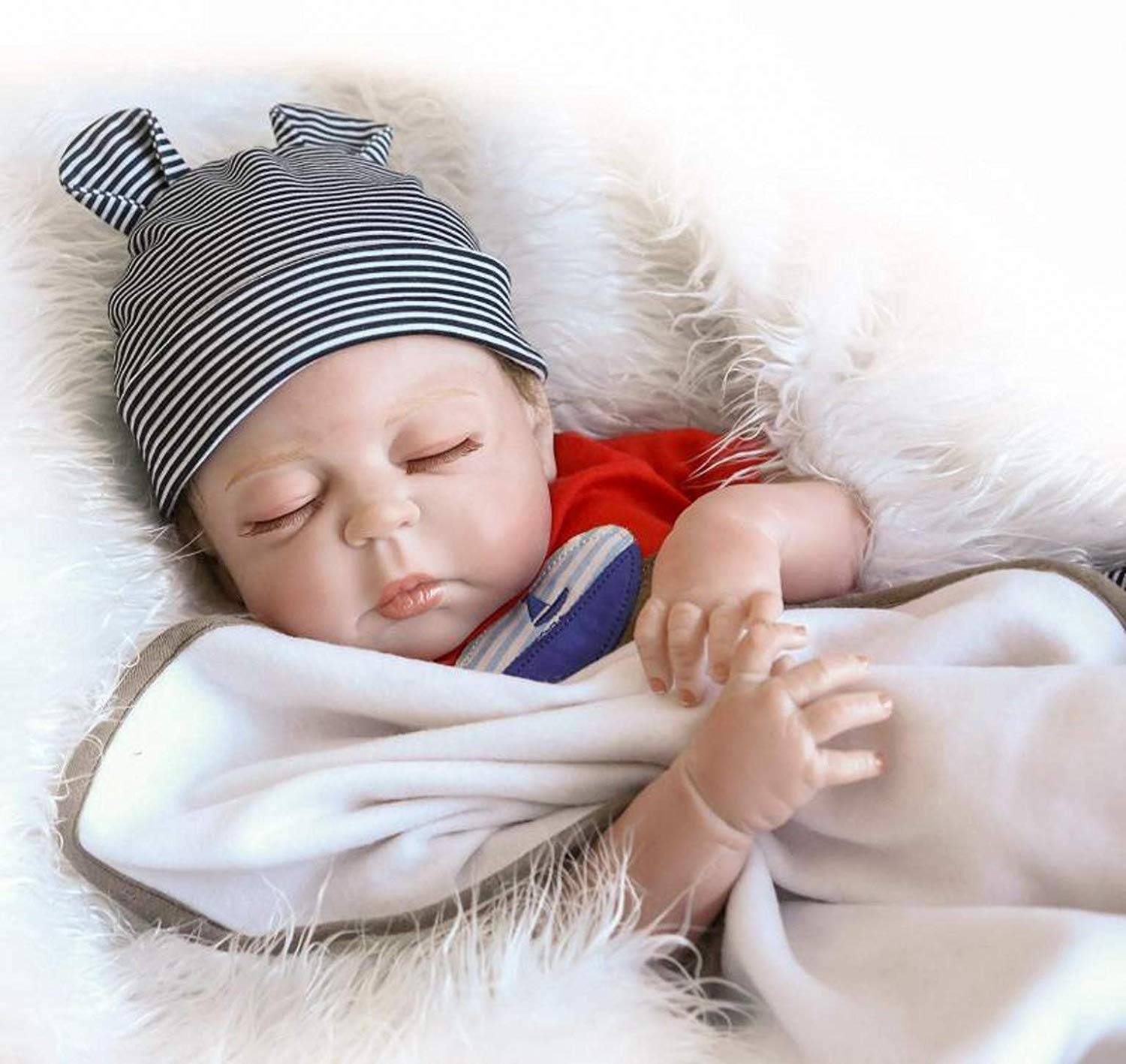 ZIYIUI Real Looking 18 inch Reborn Baby Dolls Full Body Silicone vinyl Realistic Reborn Baby Boy Real Newborn