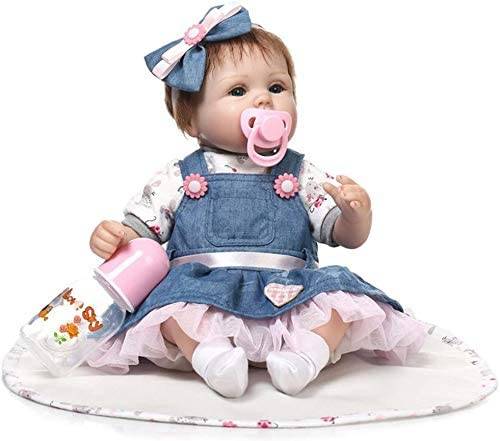 ZIYIUI Handmade Soft Silicone18 inch Reborn Baby Doll Girl Lifelike Blue Eyes Newborn Girl Toy Doll That Look Real Child’s Vinyl Birthday Gift
