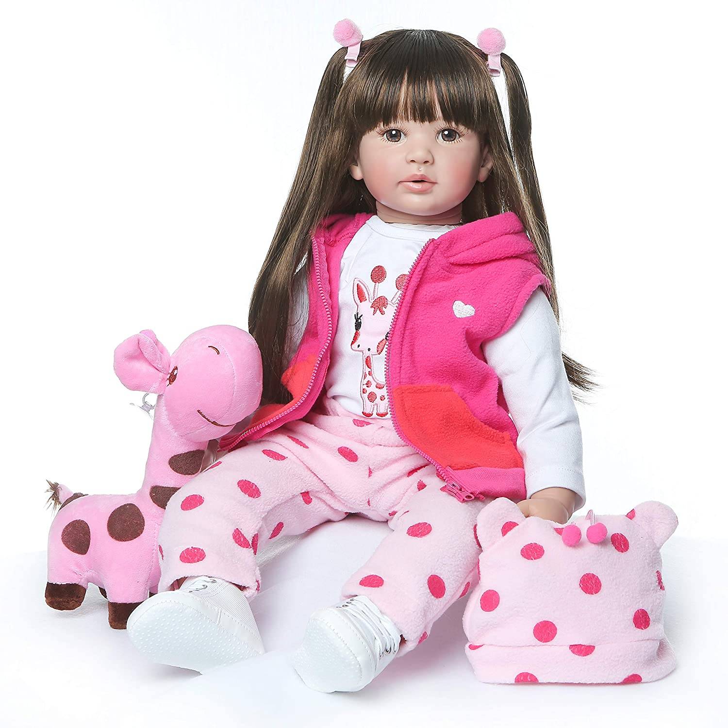 ZIYIUI 24 Lifelike Silicone Soft Reborn Baby Doll 60 CM Girl Baby Doll Vinyl Kids Christmas Xmas Gift