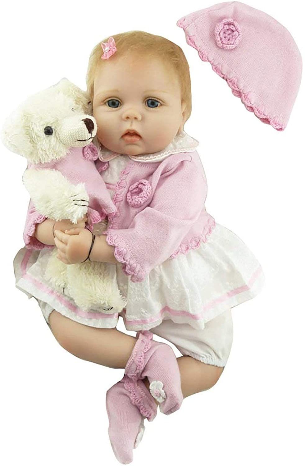 Reborn Babies 22 inch 55cm Soft Vinyl Silicone Baby Reborn Dolls Realistic Newborn Baby Dolls With A Little Bear Toy Figure
