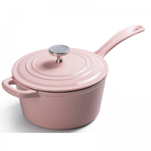 Cast Iron Pink Enamel Sauce Pot