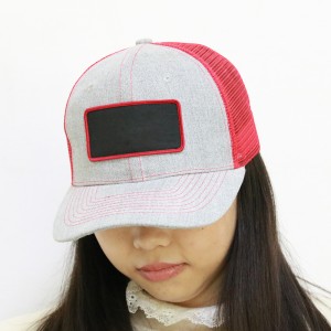 Red gray color Custom logo patch snapback 6 panel #112 mesh cap trucker hat