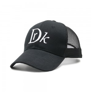 High quality custom logo baseball snapback caps 6 panel black embroidery polyester mesh cap trucker hat