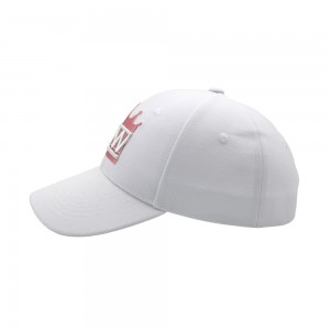 White color Custom embroidery 6 panel Acrylic adult Sports Baseball Cap hat