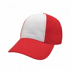 Red Custom sports blank 6 Panel Cotton turned brushed baseball cap