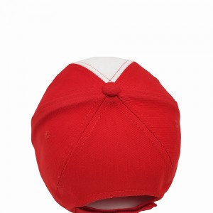 Red Custom sports blank 6 Panel Cotton turned brushed baseball cap