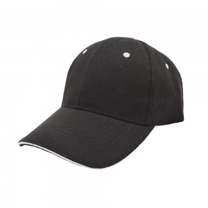 Black 100% Heavy Brushed Cotton Twill Sandwich Baseball Cap, Sports Hat, Trucker Cap RD-6102