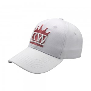 High quality wholesale White color Custom embroidery 6 panel cotton Sports Baseball Cap hat