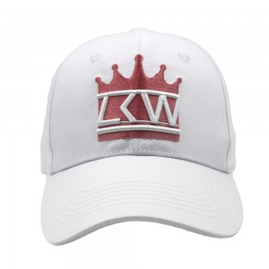 High quality wholesale White color Custom embroidery 6 panel cotton Sports Baseball Cap hat