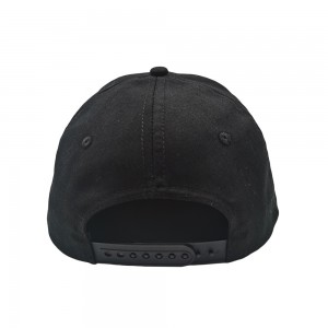Black embroidery 5 Panel cotton snaback hat, Sport Cap flat brim Baseball Cap hat factory