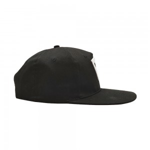 Black embroidery 5 Panel cotton snaback hat, Sport Cap flat brim Baseball Cap hat factory