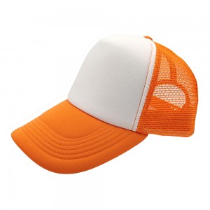 Orange pre-curved long bill kids nylon Foam mesh trucker cap baseball cap hats RD-2001K