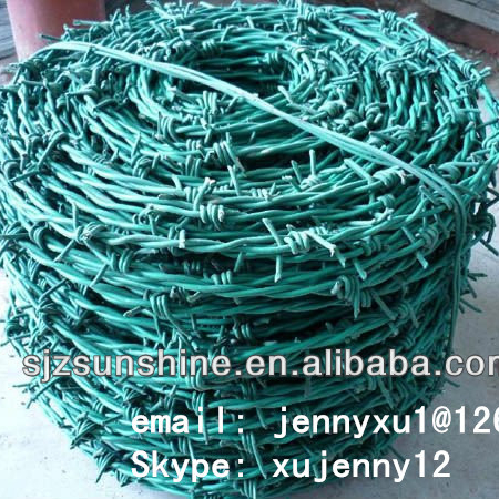 Chinese Professional Stainless Steel Wire Mesh - green colour PVC Coated Barbed Iron Wire – Sunshine