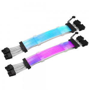 High quality single head lamp (6+2) Dual 8-pin RGB mesh extension cable for 3-Pin 8-Pin PC case power graphics card extension cable