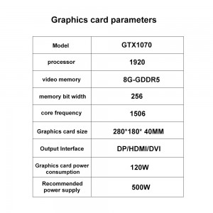 T.F.SKYWINDINTL GTX 1070 8G Original Graphics Cards 256 Bit GDDR5 HDMI-Compatible DVI DP GPU Video Card