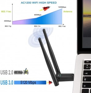 1300Mbps Dual Band Wireless Lan USB WiFi adapter 8812BU WiFi Ethernet Receiver Antenna Dongle 2.4G 5G for Pc Windows
