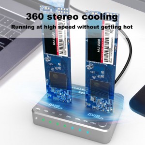 New Offline Clone Dual Bay Docking Station Efficient Heat Dissipation Ssd Storage Box for Ssd M.2 NVME Ssd Adapter for Laptop Disks