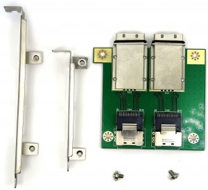CableDeconn Dual Mini SAS SFF-8088 to SAS36P SFF-8087 Adapter in PCI Bracket