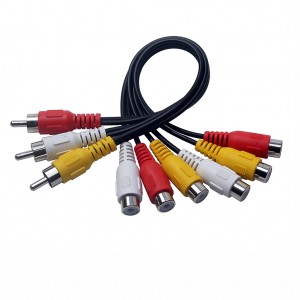 12 inch 3 RCA Male Jack to 6 RCA Female Plug Splitter Audio Video AV Adapter Cable