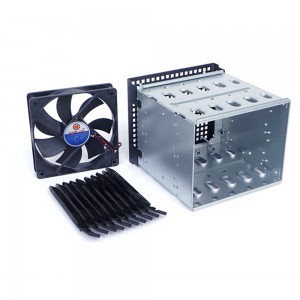 5.25″ to 5x 3.5″ Rack SAS for Computer SATA HDD Cage Rack, Hard Driver Tray with Fan