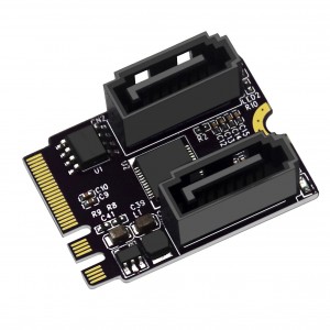 M.2 (A+E Key) To 2 Ports SATA Extended Card M2 To Sata3.0 Expansion Key A E WiFi M.2 To SATA 3.0 Hard Disk Adapter Add On Cards