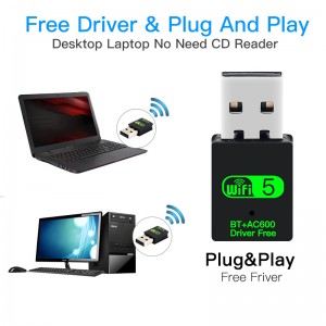USB WiFi Bluetooth Adapter 600Mbps Dual Band 2.4/5Ghz Wireless External Receiver Mini WiFi Dongle for PC/Laptop/Desktop