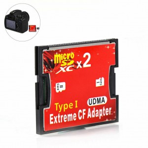 Dual Ports Micro SD/SDXC/SDHC TF To Compact Flash CF Type I Memory Card Adapter