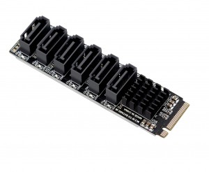 Built-in 6-Port Non-RAID SATA III 6GB/s M.2 B+M Key Adapter Card for Desktop Supports SSD and HDD