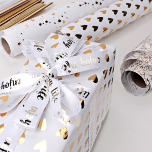 HOT SALE Metallic Gold Foil Print Black and White Wrapping Gift Paper