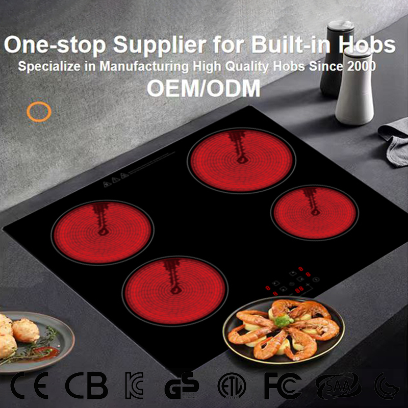 4 Zone Drop-in 60cm 1500W Infrared Cooker With Timer Child Lock