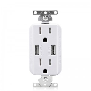 High Quality 2 USB 2Outlet US GFCI 125V 15A With Wall Plate receptacles wall outlet
